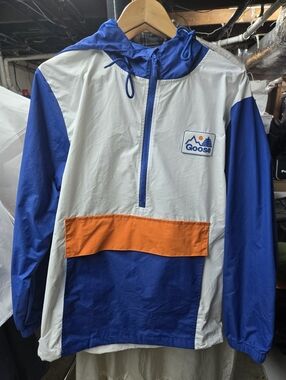 Official Goose (The Band) Colorblock Hooded Windbreaker - Blue, White & Orange